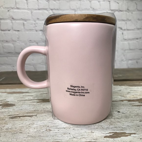 Rae Dunn Pink PEEP'S SAKE LL Mug w/ Wood Topper - Picture 8 of 10